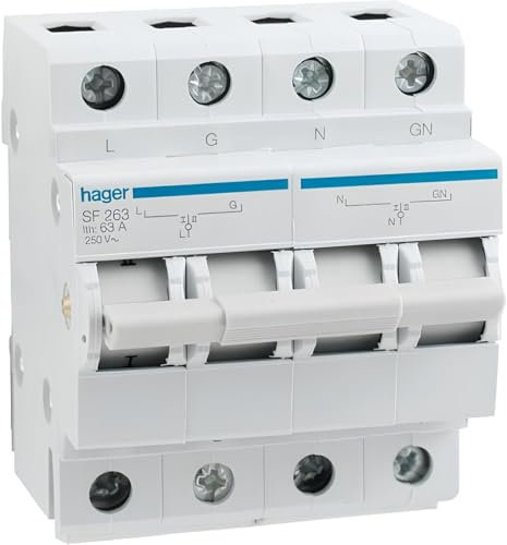 interrupteur inverseur - 2 pôles - 63a - i / 0 / ii - hager sf263