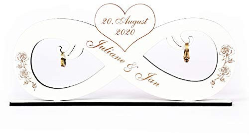 Deko Aufsteller Hochzeit Infinity ENDLOSSCHLEIFE - mit Name Datum 31x15cm