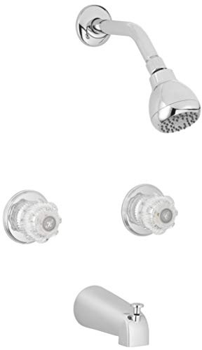 Aqua Vista 10SHO1H-CH-AV Acrylic Knobs Tub and Shower Faucet Trim Kit, Polished Chrome Two Handle