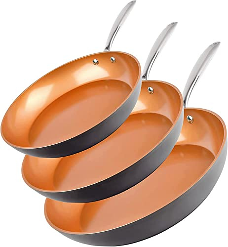 GOTHAM STEEL PRO 3 Pc Hard Anodized Ceramic Frying Pans