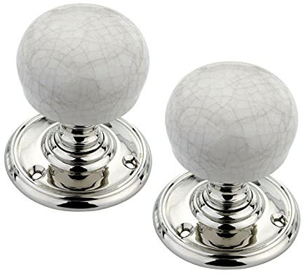 Infinity Decor Porcelain Mortice Door Knob - Ivory Crackle/Polished Chrome/Florentine Bronze/Polished Brass (Polished Chrome)