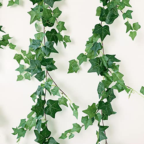 Dallisten 3 Strands Odorless Artificial Ivy Vines Kit, 71 Silk Ivy Garland with Green Leaves, Fake Hanging Plants Greenery Decoration for Bedroom, Windows, Walls, Wedding, Outdoor Decor (Green)