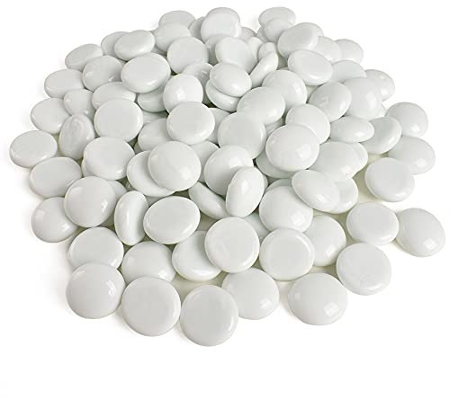 Luckforest Vaso piatto in vetro bianco con pietre preziose, 1,9 cm, per vasi, artigianato, acquario e ciottoli, centrotavola per feste, decorazione di gemme, mosaici, composizioni floreali, 0,5 kg