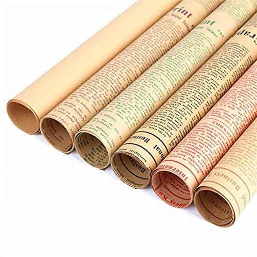 XLBH gift 10pcs Gift Wrapping Paper Roll Vintage Newspaper Double Sided Gift Wrapping Flower Shop Bouquet Packaging Paper Material Wrapping paper (Color : Violet)