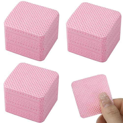 600 Piezas Toallitas Celulosa para Uñas sin Pelusa Almohadilla Quitaesmalte, de Algodón para Limpiar el Pegamento Esmalte (Rosado)