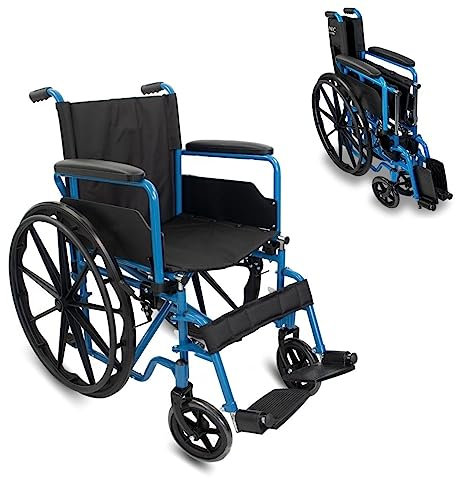 Mobiclinic®, Folding Wheelchair Lightweight, with Big Wheels, Self Propelled, Marsella, Transit Wheelchair, Mobility aids, Quick-Release castors at The Push of a Button, Sturdy, Seat 18.11 in