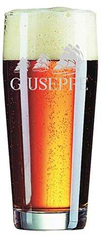 Colorfamily Bicchiere da Birra 40 cl PERSONALIZZABILE con nome Incisione Velieri - Idea regalo