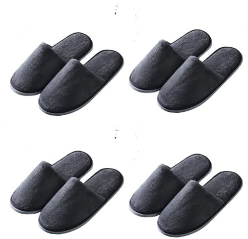 Teceyfeet Chaussons Invités 4 Paires - Chausson Spa Fermé Lavables et Réutilisables Deux Tailles Homme Femme Pour Salle de Bains Maison Voyage Mariage Hôtel
