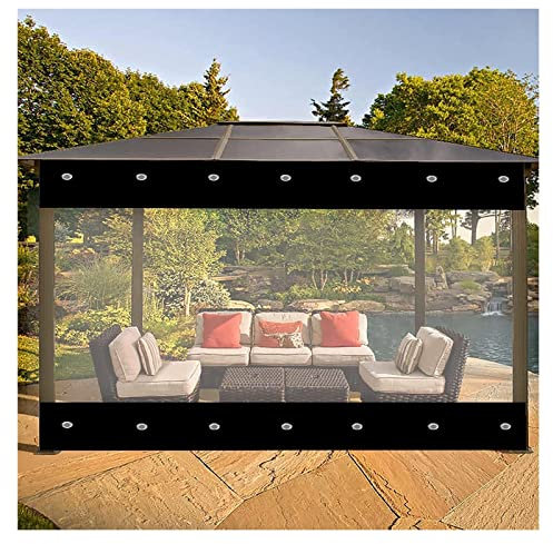 STRMAX Abdeckplane Holz,Pergola-Vorhang for Den Außenbereich, Transparent, Kälteschutz, wasserdichte Plane, Terrasse, Windschutz, PVC, 0,5 Mm, for Garten, Pavillon, Balkon (Color : Clear, Size : 2.6