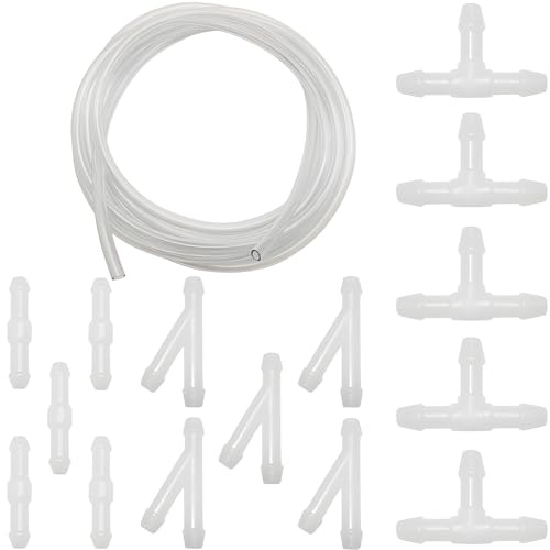 CTRICALVER Wischwasserschlauch Reparaturset, mit 5M Universal Scheibenwaschanlage Schlauch, Automotive Schlauch, mit 15 Stücke weiße Schlauchverbinder