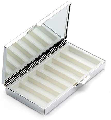 IUDWCG - 1 Pcs Daily Pocket Pill Box, Edelstahl-Pillenbox mit 7 Fächern, Taschen-Pillenhalter Reiseetui, Silber, rechteckig