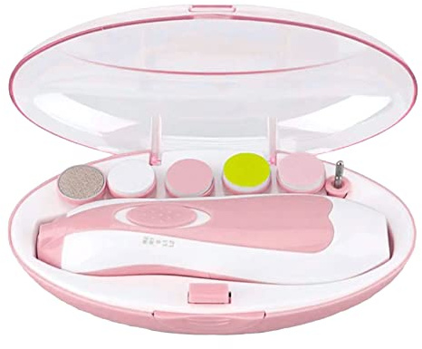 Lima per Unghie per Bambini | tagliaunghie Elettrico per Bambini con 6 Carte di Vetro e Luce LED - Kit di Lime per Unghie per Neonati (Blu)