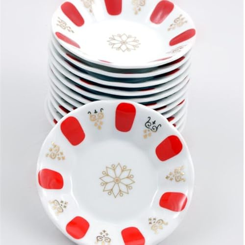 Lot de 12 soucoupes en verre à thé turques en mélamine, design authentique, 9,9 cm (rouge)