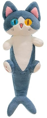 LICHENGTAI Kuscheltier Katze Plüschtier Hai Stofftier Plüschkissen Lange Plüsch Spielzeug Umarmungskissen Plüsch Katze Cuddle Toys Rückenkissen Geburtstagsgeschenk für Kinder Erwachsene, 85CM