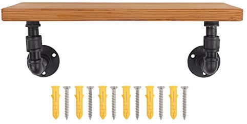 An der Wand Montiertes Holzregal, Rustikales Industrielles Rohrregal, Schwebende Regale, DIY-Lagerregal, Retro-schwebende Regale, Wandregal für Badezimmer, Schlafzimmer, Wohnzimmer(Einzelne Schicht)