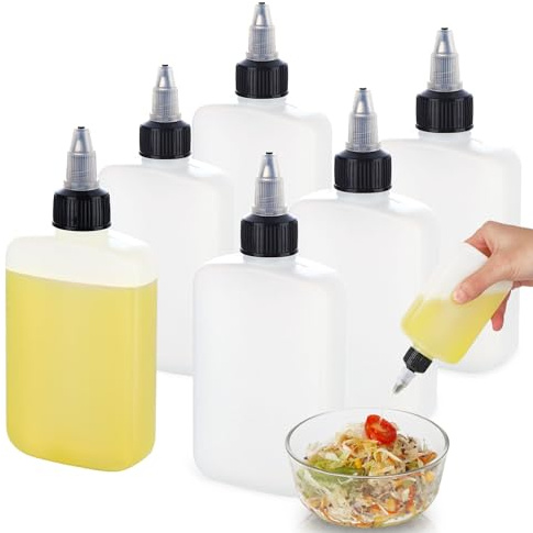RAMFIYN 6 Pack Mini Squeeze Bottles for Liquids for Camping Kitchen, Camping Cooking, 4oz Mini Oil Bottles, Small Liquid Containers Leak Proof, Travel Oil Bottle
