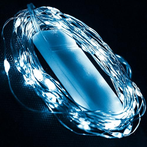 OXYN Luci 40 Micro LED Natale 4,1 metri Alimentazione Batterie Incluse Luce Fissa Lampada per Casa Albero Decorazioni Natalizie Stringa Striscia Ghirlanda Catena Interni Portatili (Bianco Freddo)