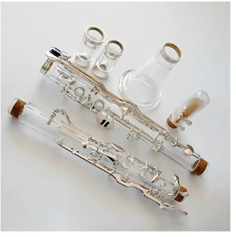 Klarinette Instrument 18 Tasten G-Ton-Klarinette, Acryl, Transparenter Körper, Versilberte Tasten, Klarinette Mit Koffer