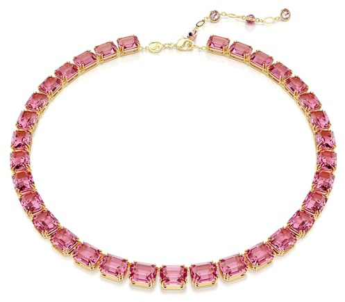 Swarovski Collana Millenia, Taglio ottagonale, Rosa, Placcato color oro