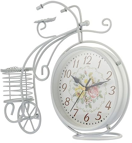 PRETYZOOM Europäische Retro Metall Tischuhr Leise Silent Desktop Uhr Doppelseitig Vintage Stil Dekoration Für Wohnzimmer Schlafzimmer Büro Kreatives Geschenk Ohne Batterie