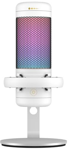 TONOR Gaming Mikrofon PC mit RGB-Modi & Helligkeit einstellbar, USB/Type-C Microphone für Streaming Podcast Studio Streamer Gamer, Adapter für Handy Phone Windows Computer Mac PS4/PS5/NS TC320 Weiß