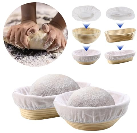 10pcs White Linen Liner Cloth Cover Fit 8 9 10 Round and 8 9 10 11 12 Oval Rattan Banneton Bread Proofing Basket (Mixed Size)
