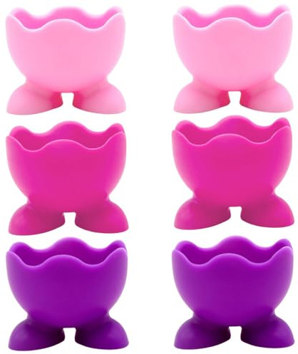 Lot de 6 coquetiers en silicone colorés pour la cuisine, les œufs durs, le petit déjeuner et les coquetiers