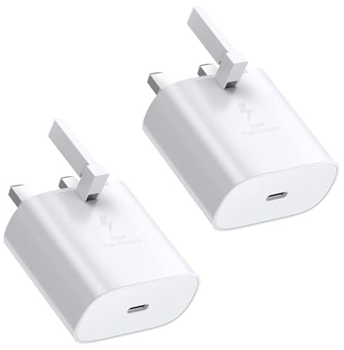 Samsung Fast Charger Plug 2Pack, USB C Samsung Fast Charging Adapter Type C Plug USBC UK for Galaxy S25 S24 S23 S22 S21 S20 A17 A16 A15 A14 A56 A55 A54 A53 A52 A36 A35 A33 A34 A22 A23 A25 A26