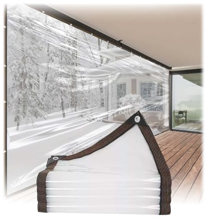 TeloneTrasparenteOcchiellatoImpermeabile,2 * 3m PVC TeloneOcchiellatoImpermeabile,Telo Impermeabile Esterno Trasparente,Telone trasparente con occhielli,Con corda,per balcone,terrazza,giardino,ecc.