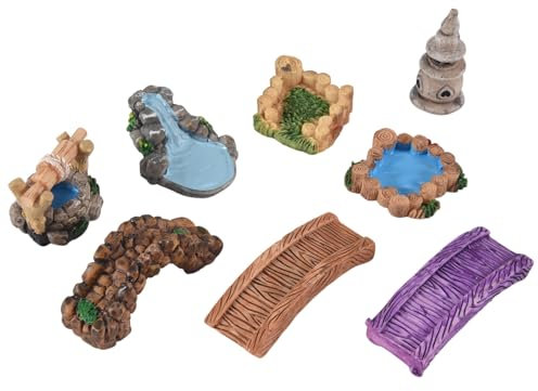 Kissmii Miniatura stagno BrüCke Kit Figure Miniatura Fata Giardino Gnom Muschio Terrario Regalo DIY Ornamento Giardino