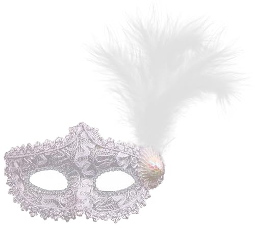 Hshenjhu Venezianische Maske, Maskerade Augenmaske, Feder Spitzen Maskenmaske, Spitze Masken Damen für Fasching Maskenball Karneval Abendkleid Party Hochzeit Halloween Kostümzubehör
