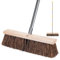 18” Garden Broom Outdoor Yard Brush with Long Handle, Stiff Bassine Hard Bristle Heavy Duty Outside Sweeping Brush, Patio Deck Scrubber