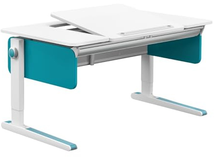 Moll Champion Center Up | Kinderschreibtisch höhenverstellbar | mitwachsend & ergonomisch mit geteilter, neigbarer Tischplatte & gerundeten Ecken | ideal für Schulkinder | Made in Germany