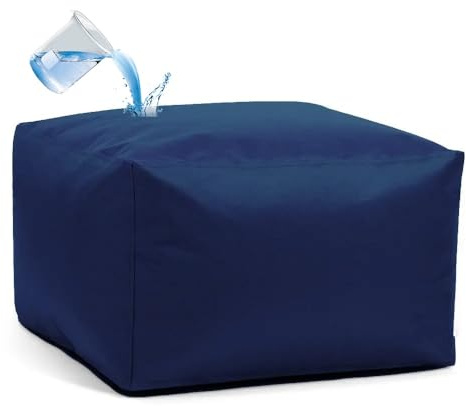 SXBCyan Wasserdichter Rechteckiger Pouf-Ottomane-Hocker for Den Außenbereich, Ohne Füllmaterial, Sitzsack Drinnen Und Draußen, Fußhocker Mit Stauraum, Garten, Fußstütze(Dark Blue,65x65x40cm-cover)