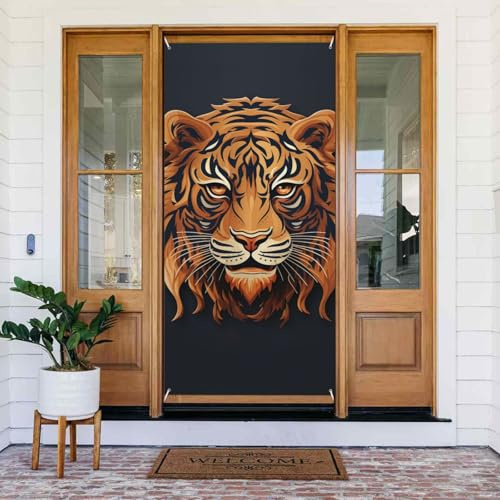 Türabdeckung, Neujahrs-Tiger-Logo, Türbanner Willkommens-Türdekoration, Hofbanner, Schild, Fotohintergrund, Veranda, Banner, Frühling, Sommer, saisonale Party-Dekoration, Innen- und Außenbereich