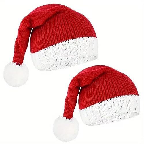 HAINLOGWANG 2PCS Weihnachts Mütze, Weihnachtsmütze, Weihnachtsmützen Erwachsene, Weihnachtsmützes Gestrickt Für Erwachsene
