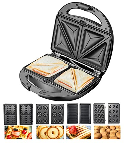 XZXXZSZ Electric Waffle Maker 5 In-1 Grill Sandwich Cake Kitchen Appliances Multibaker Breakfast Machine Donuts/Sandwich/Panini