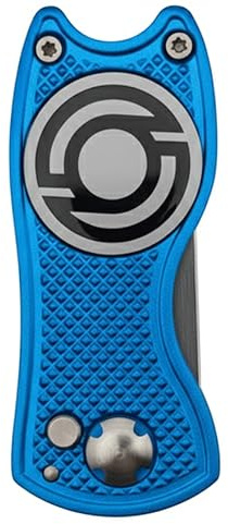 Kaizen Golf Divot Repair Tool with Magnetic Ball Marker - Premium Pitchfork for Golf Course Maintenance (Blue)