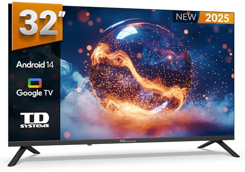 TD Systems - Smart TV 32 Pulgadas HD, Television TDT HD, Android 14 GTV, Modelo 2025, Televisor con 3 años de garantía - PRIME32C21GLE