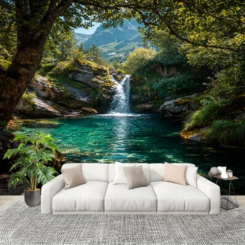 Fotomurales Papel pintado 250x175 cm Cascadas Y Lagos Papel Pintado Fotográfico Panoramico Decorativos Dormitorio sala Verde Murales Papel Tapiz Antimoho Removibles, Grandes