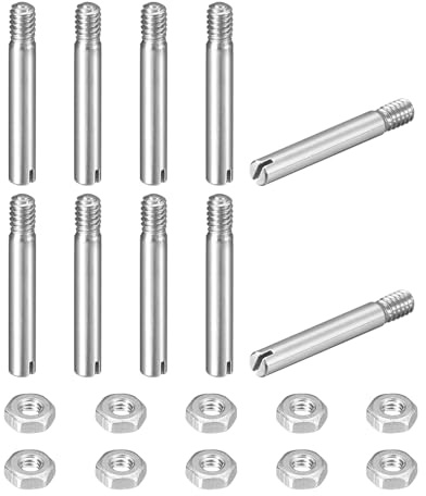 QUARKZMAN 10 Stück Zylinderstifte M2.5*14mm 304 Edelstahl Dübelstifte | M2.5*3.5mm Außengewinde, Gewindestifte Schlitz und Muttern Set für Mechanische Fertigung, Industrie