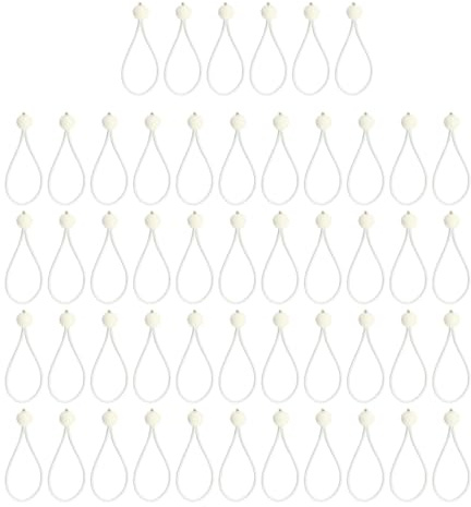 Ubric Paket med 50 bungee-snören med kula 15 cm vita bungee-rep lämpliga för campingtält, presenning, banderoller, hushållsartiklar