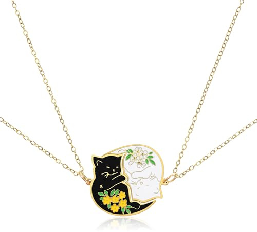 ZEYIYER Cat Matching Necklace for 2, Cat Necklace for Couples