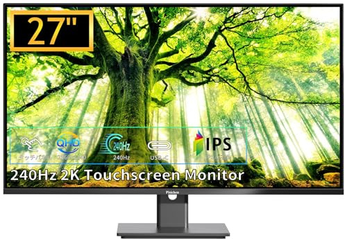 Pisichen Touchscreen Monitor 27 Zoll QHD 2K(2560x1440) 240Hz IPS Computer Monitor with HDMI/Type-C/USB/DP Ports, 10-Punkte Multi-Touch PC Display für Business & Gaming, 240Hz, Frameless, VESA