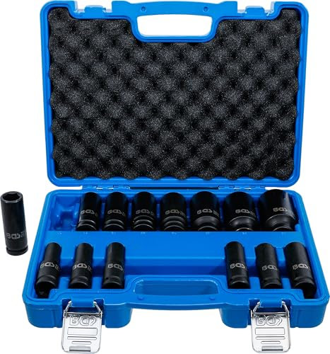 BGS 5207 | Kraft-Steckschlüssel-Einsatz-Satz Sechskant | 14-tlg. | 12,5 mm (1/2) | SW 10 - 32 mm | CR-MO Stahl 10871376;BGS 8142 | Dichtring-Sortiment | 300-tlg. | Kupfer | inkl. Sortimentskasten | K