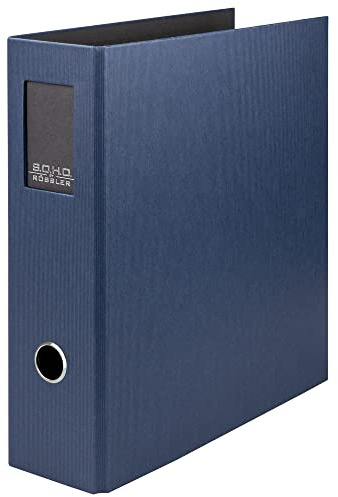 Rössler - S.O.H.O. Ordner DIN A4 32 x 28,5 x 8 cm Navy | Aktenordner mit Hebelmechanik, Griffloch und auswechselbarem Rückenschild für Dokumente und Unterlagen
