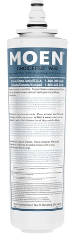 Moen 9601 ChoiceFlo Replacement Water Filter Compatible with Moen Sip Filtered Kitchen Faucets