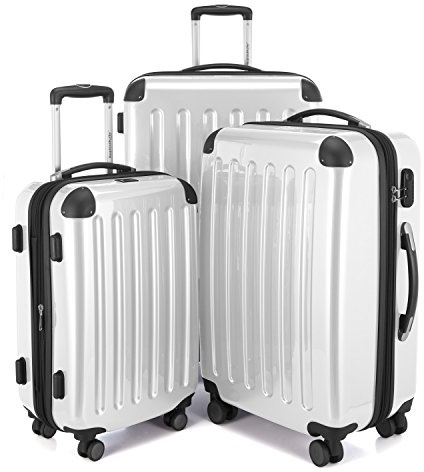 Hauptstadtkoffer ALEX 3-delars Koffertset – Kabinväska 55 cm, Mellanstor 65 cm & Stor 75 cm, Hårdskal ABS+PC, Kodlås, vit