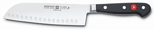 Wüsthof Classic - Couteau Santoku avec lame alvéolée 17cm Noir