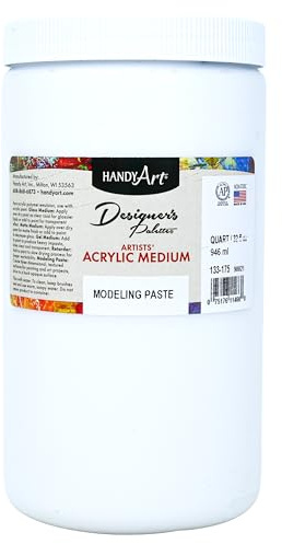 Handy Art Modeling Paste, 32 oz, Opaque White Finish, Creates 3D Sculptural Texture & Impasto Effects, Artist Quality Medium Dries Hard & Sandable, Certified Safe & AP Non-Toxic, Made in USA